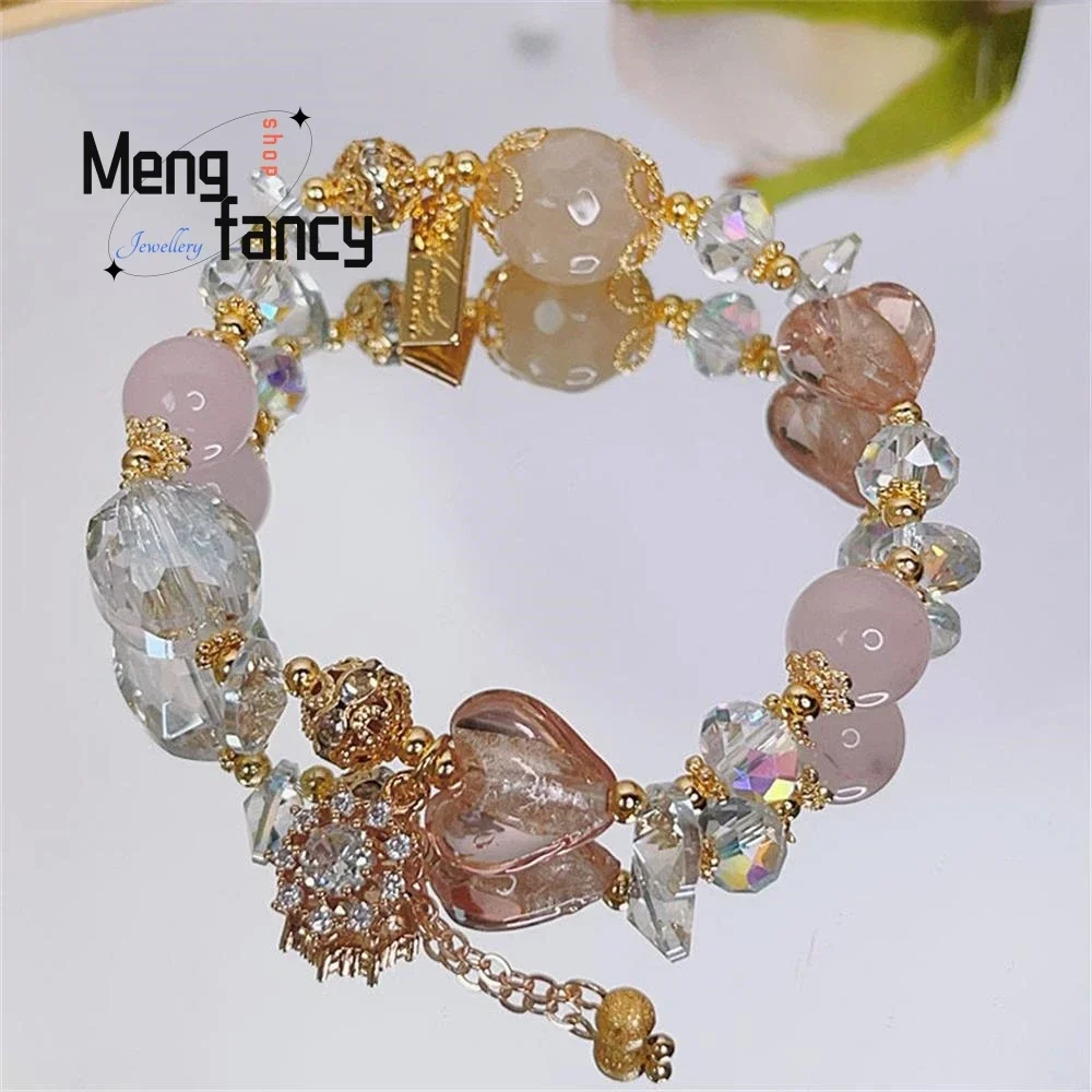 

Crystal Bracelet Female Micro Inlaid Flower Glaze Love Super Flash Beaded Bracelet Personality Niche Hand Luxury Quality Jewelry