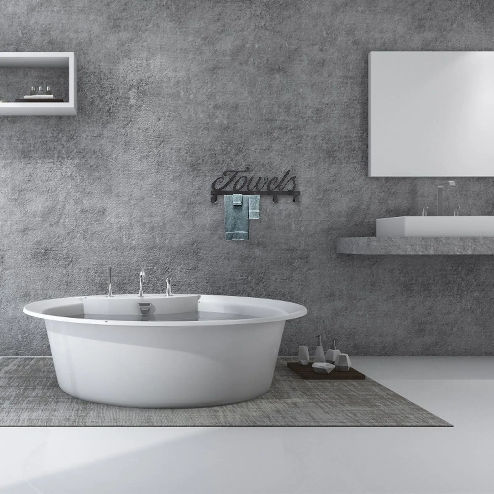 

1Set Premium Carbon Steel Wall Mounted Towel Rack Bathroom Towel Holder Rustproof Waterproof Easy Install Hook Rack for Towels