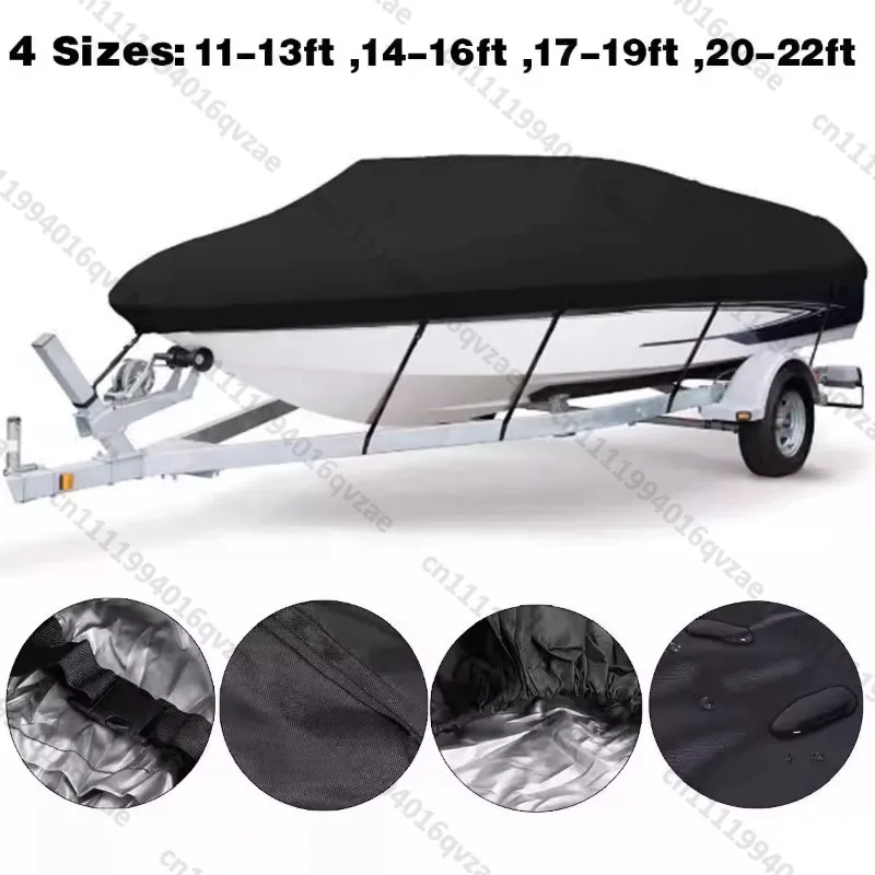 Boat Cover Oxford Cloth 210D Black Boat Cover Sun Protection UV Boat Cover Rain Protection Boat Cover