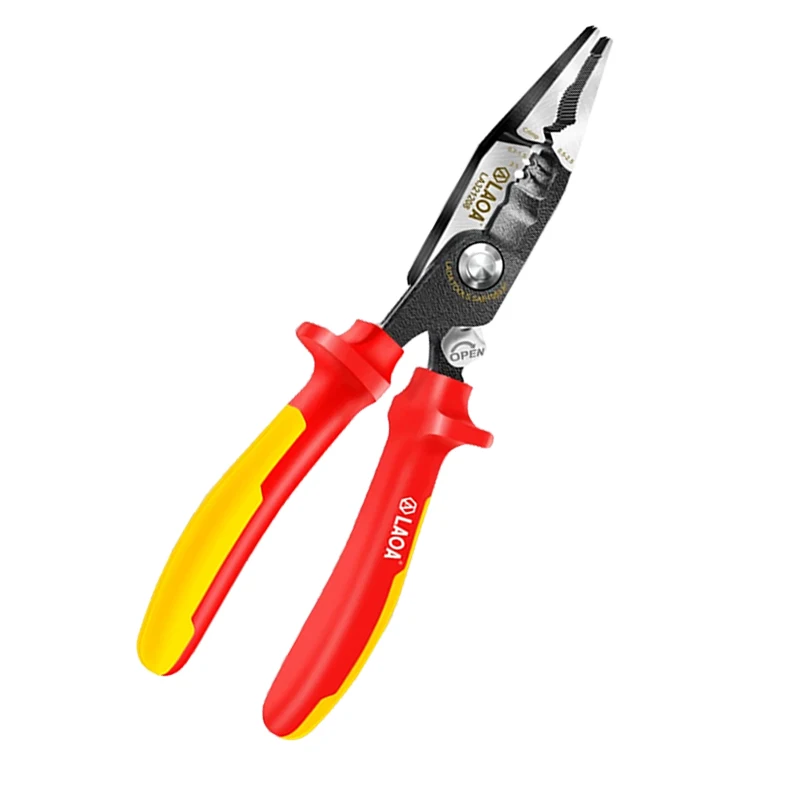 LAOA Insulated Pliers VDE 8 in Needle Nose Pliers High Voltage Resistance 1000V Wire Cutter Cable Cutting Strippers 6 in 1 Plier