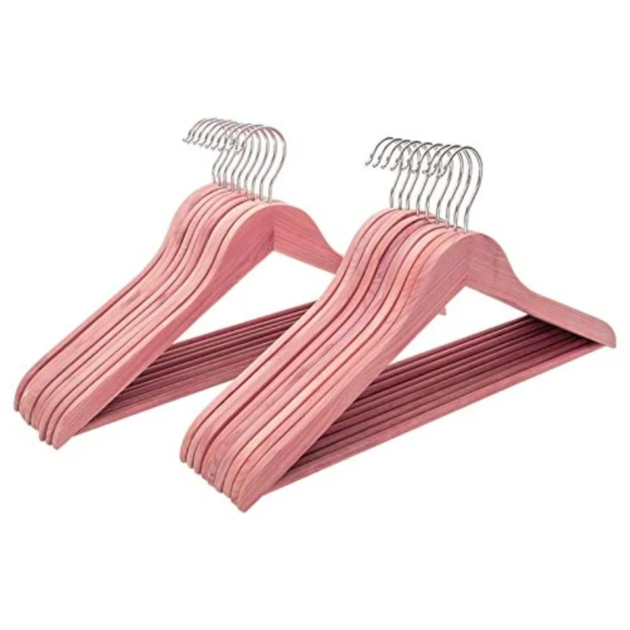 

Natural Cedar Wooden Coat Hangers 18Pack Smooth Finish Wood Suit Hangers - Slim Sleek and Flat Cedar Shirt Hangers with 360° Ro