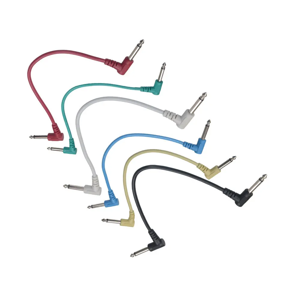 

6Pcs 6.35mm Right Angle Guitar Patch Cable Professional Effect Pedal Patch Cables for Amplifier Sturdy Elbow Audio Instrument
