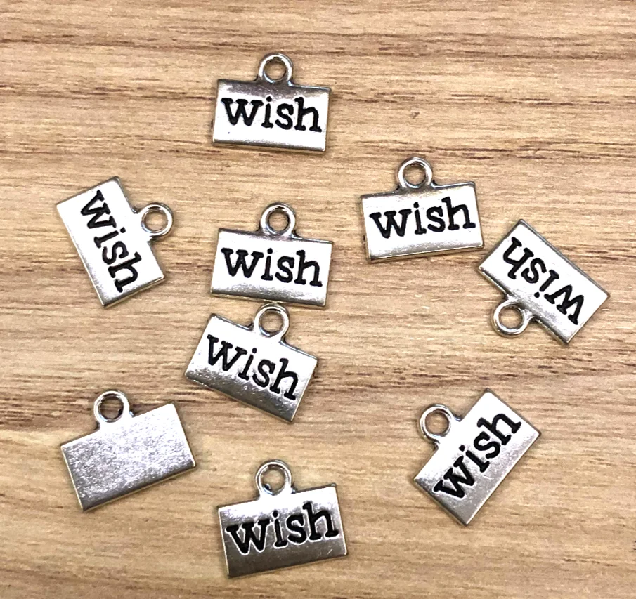 

25pcs 13*11mm DIY accessories Alloy metal word WISH pendants for handmade HW2675