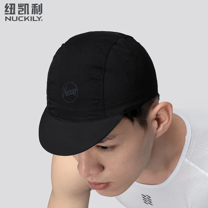 

NUCKILY Cycling Cap Quick-Dry Sweat Wicking Lightweight 25G Breathable Reflective Visor Elastic Fit Bike Running Outdoor Hat Men