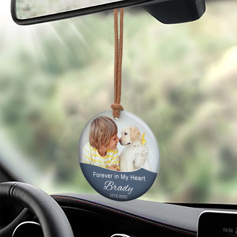 Creative Car Pendant Photo Pendant Auto Hanging Ornaments Interior Rear View Mirror Decoration Love Family Pet Photos Xmas Gifts