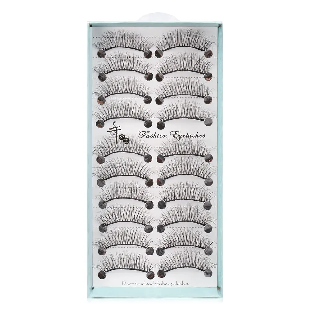 10쌍 수제 볼륨 속눈썹 재사용 가능한 인조 속눈썹 자연스러운 6D 인조 밍크 헤어 부드럽고 풍성함