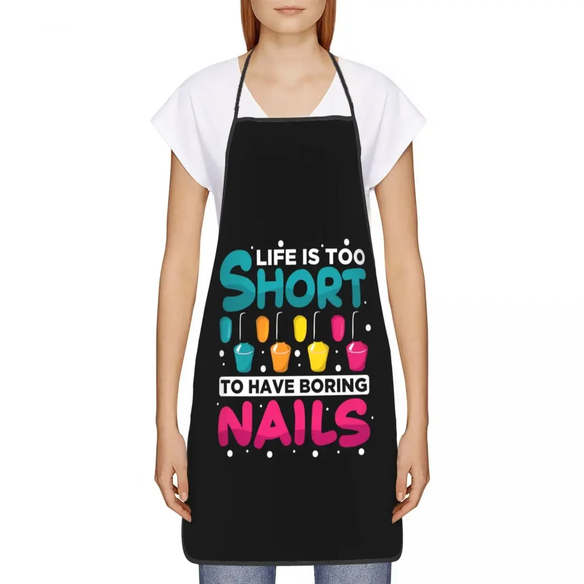 Funny Nail Polish Manicure Apron for Women Men Unisex Bib Manicurist Gife Kitchen Cooking Tablier Cuisine Chef Painting