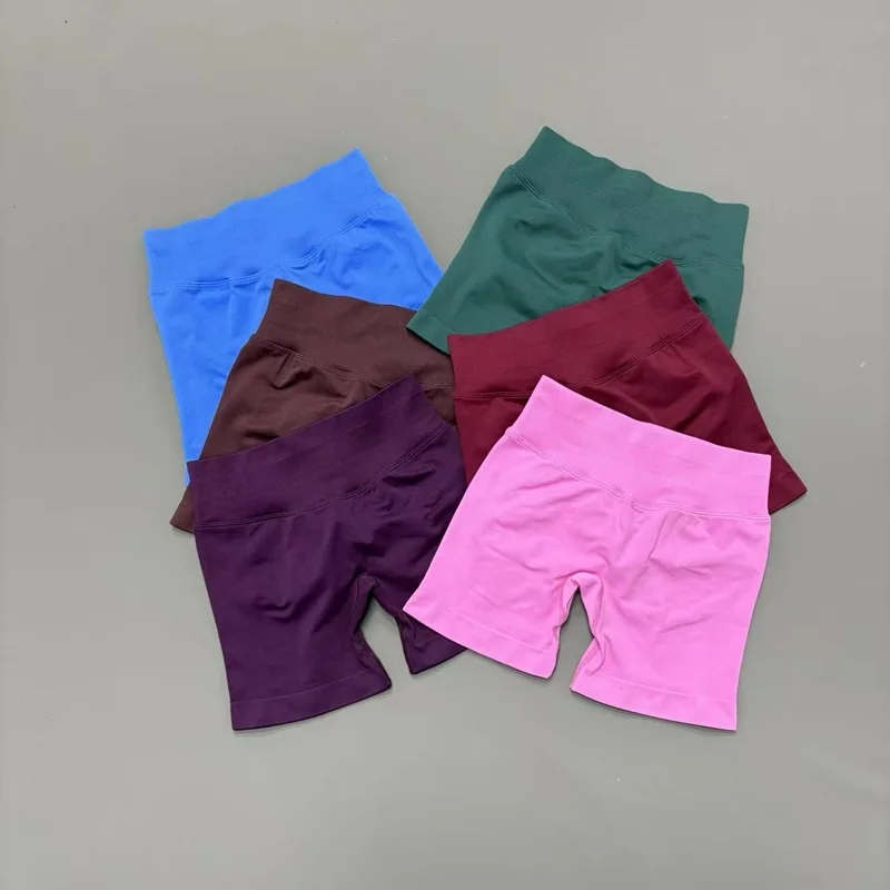 HISTELLO Low Waist Gym Shorts Women Solid Color Soft Stretchy Butt Lifting Fitness Workout Running Jogging Sports Yoga Shorts - Image 2