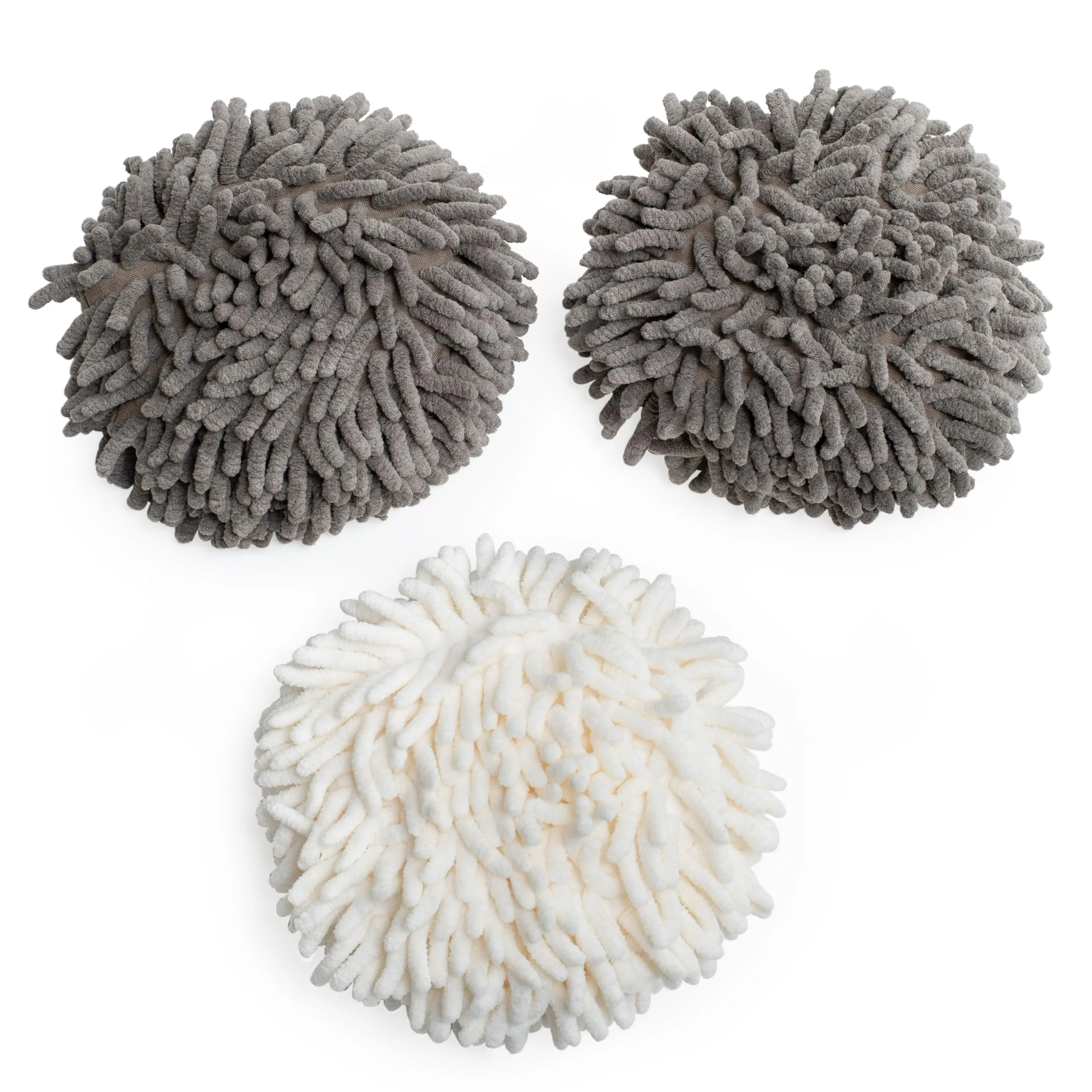 

6 Inch Fluffy Puffins Microfiber Hand Towels - Set of 3 Fluffy Hand Towels - Quick and Easy Hand Drying Puffs
