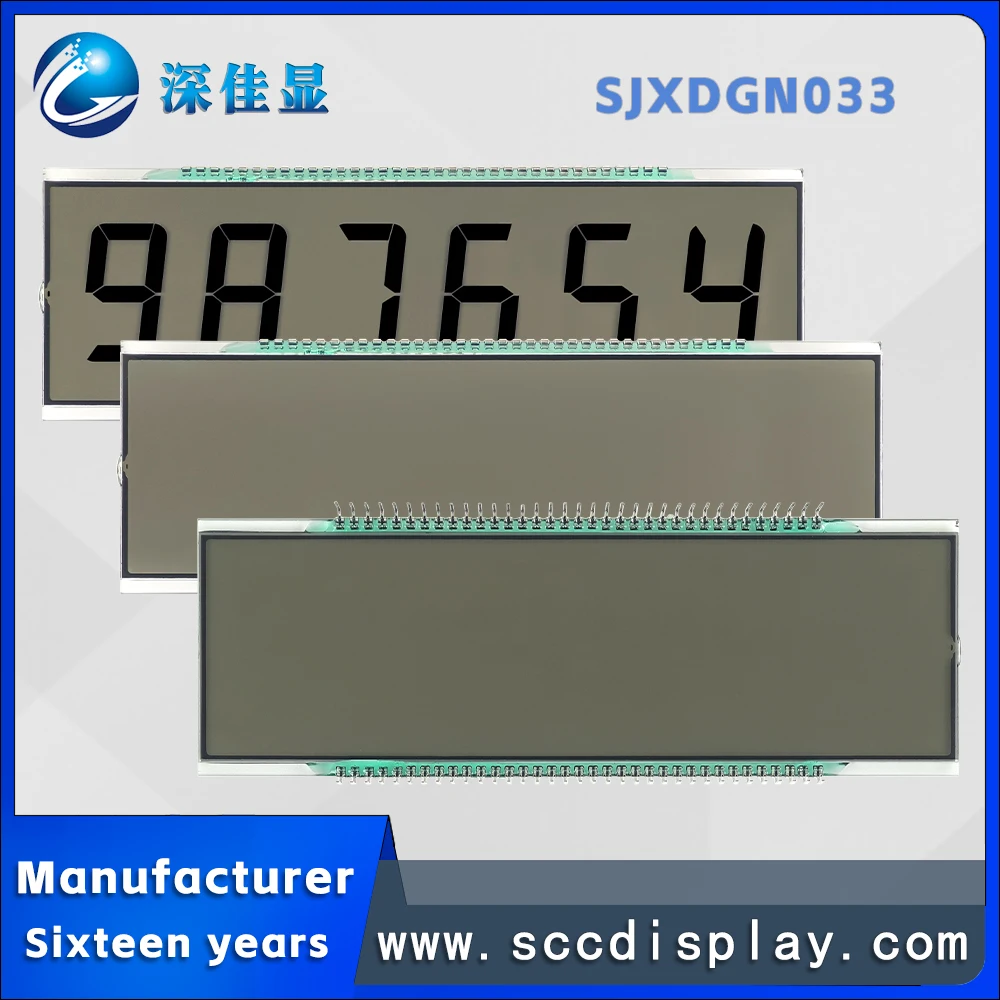 Factory customized 7-segment display screen SJXDGN033 HTN Positive 6 8-digit static LCD segment code display with decimal point