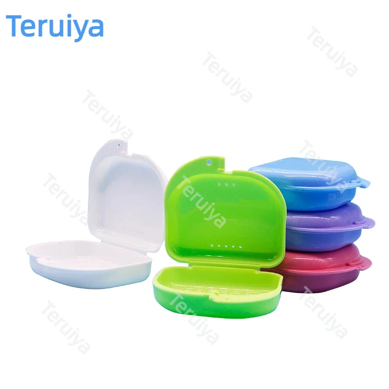 Orthodontic Retainer Case, Denture Storage Box, Mouth Guard Container with Vent Holes and Hinged Lid, Pack of 50