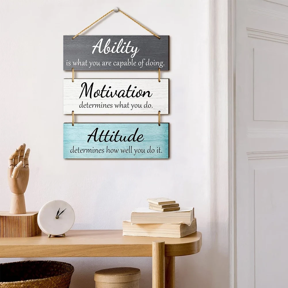 1 Set /3pcs Rural Wooden Sign Inspired Wall Decoration, with Proverbs Written on It,Can Be Hung Outside