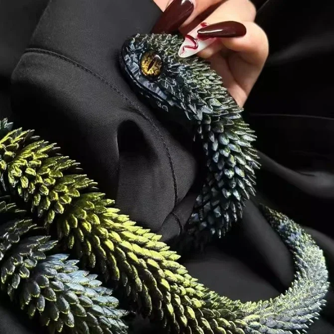 ثلاثية الأبعاد مطبوعة ثعبان للتدوير مفصلية ثعبان مشترك التنقل الحيوان محاكاة نموذج مكتب سطح المكتب زخرفة ديكور المنزل الاطفال هدية #2