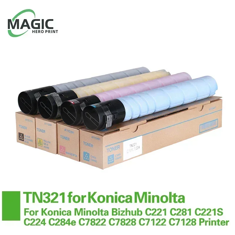 4color Toner Cartridge TN321 for Konica Minolta Bizhub C364e C221 C281 C221S C224 C284e C7822 C7828 C7122 C7128 Printer