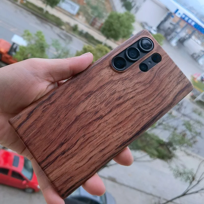 Solid Wood Phone Case for Samsung S25Ultra+ S24 Plus S23 s22 s21 Back Cover Style Rosewood Bamboo Wooden Protective Case