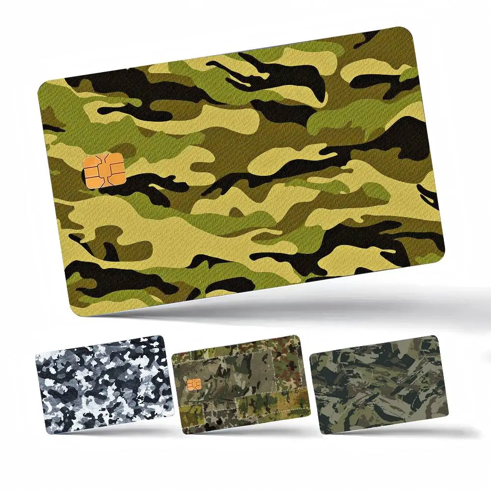 Militärischer Tarnmuster-Anime-Aufkleber, 4 Stück, 1 Set, lustige Schutzhülle, ultradünn, kein Ausbleichen, Aufkleber-Skin-Cover-Folie für Debit- und Kreditkarten