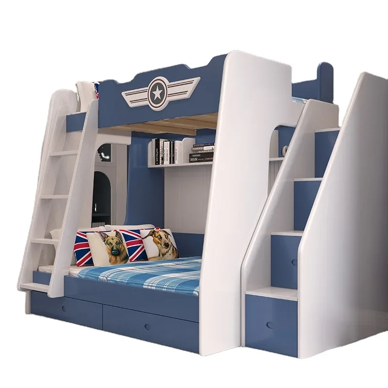 Modern Design Solid Wood Storage Children Three Bunk Bed Triple Bunk Bed for kids