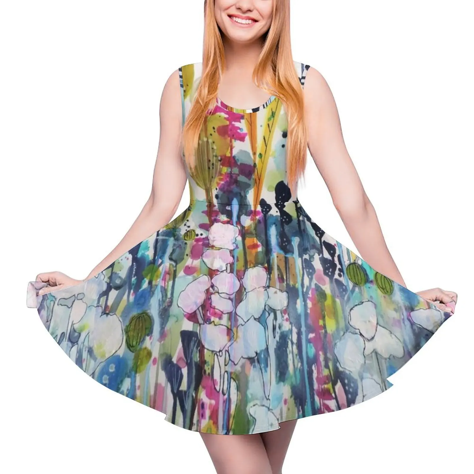 

colorful side road Sleeveless Dress Summer skirt Dress for girls loose summer dress