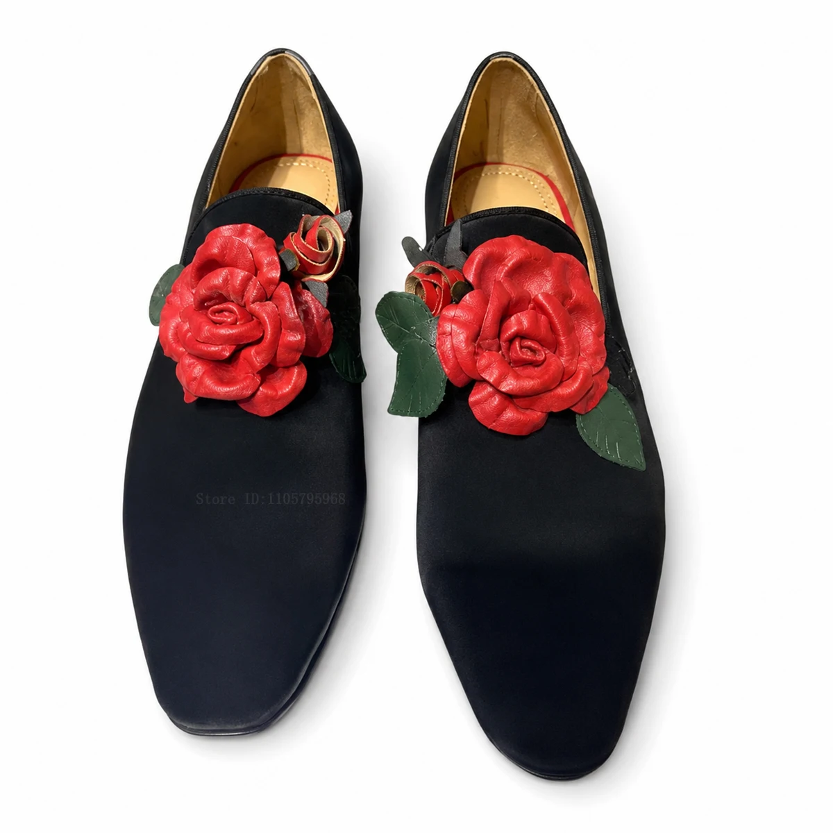 3D Rose Decor Slip-On Loafers Vintage Elegant Dress Shoes
