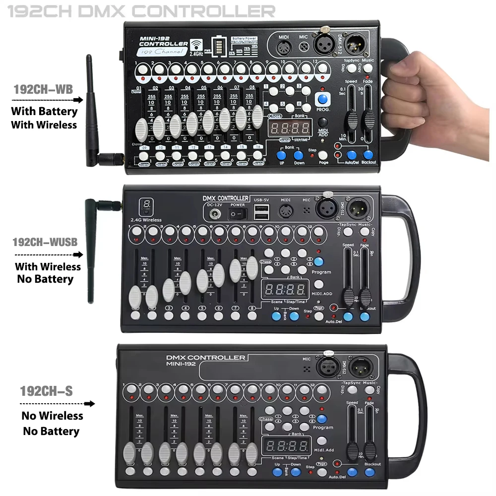 

Новый 192 беспроводной DMX-контроллер DJ-оборудование DMX512 Консоль для прожекторов с подвижной головкой