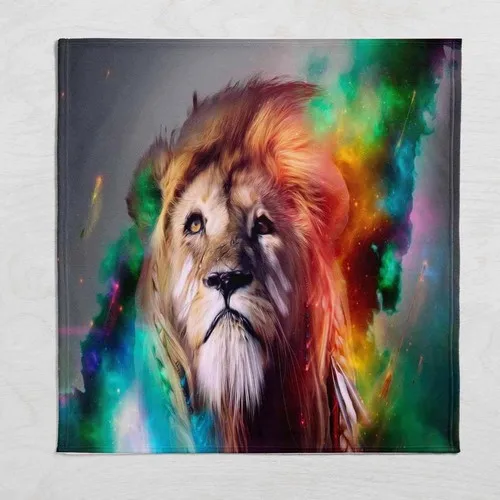 Else Carpet Else Blue Yellow Green Lion Wellsoft Patterned 3D Tv Blankets