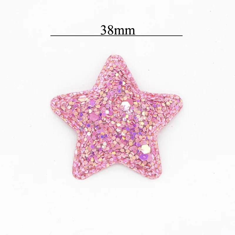 24Pcs 38mm Glitter Fabric Star Padded Appliques for DIY Children Headwear Accessories & DIY Craft Decoration Patches