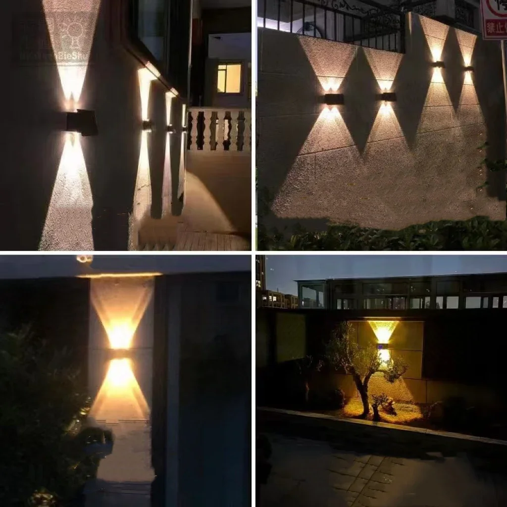 Solar energy induction wall lamp up and down light outdoor waterproof villa courtyard landscape super bright spotlights