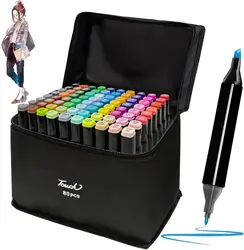 80 Colors Alcohol Markers Set, Dual Tips Blender Art Markers for Drawing Permanent Sketch Markers for adult coloring