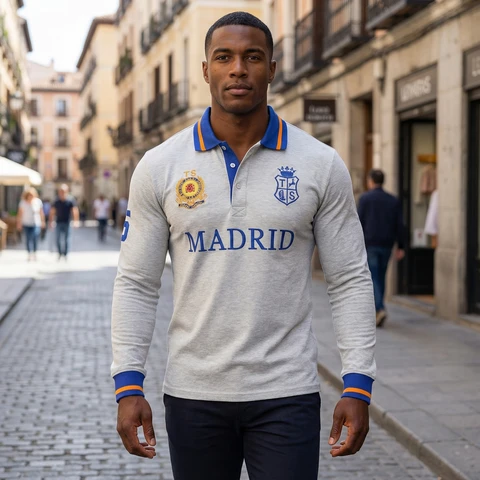 Men's Polo Shirt Madrid Long Sleeve Casual High-End Cotton Embroidery Luxury Stitching Contrast Color Original Design