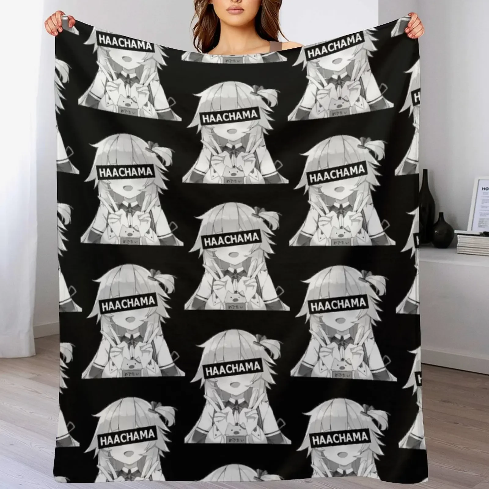 

HAACHAMA Censored Akai Haato Throw Blanket Luxury blankets and throws Soft Plaid Stuffeds Blankets