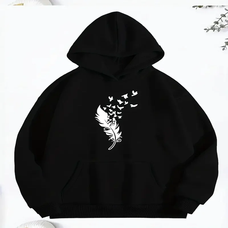 

Женские повседневные толстовки с принтом птиц, свободный крой, передние карманы, которые можно стирать в машине, удобные удобные и зимние толстовки для человека