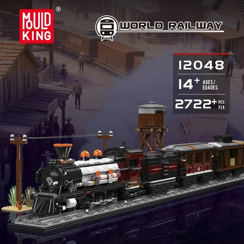12048s Mould King Technical Train Toys The Western Train Building Block Assembly Locomotive Brick Set  Christmas Gift
