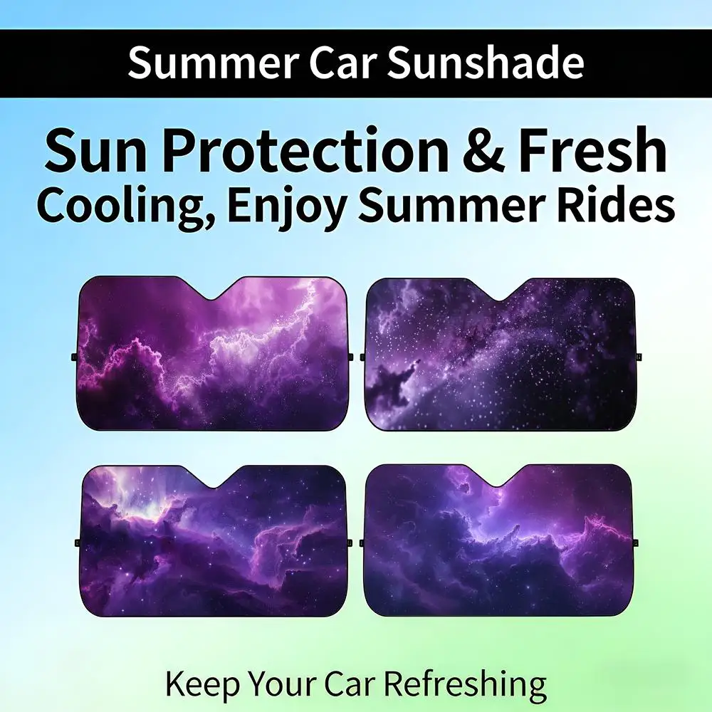

Purple Galaxy Sun Visor Retractable Car Windshield Sun Shade UV