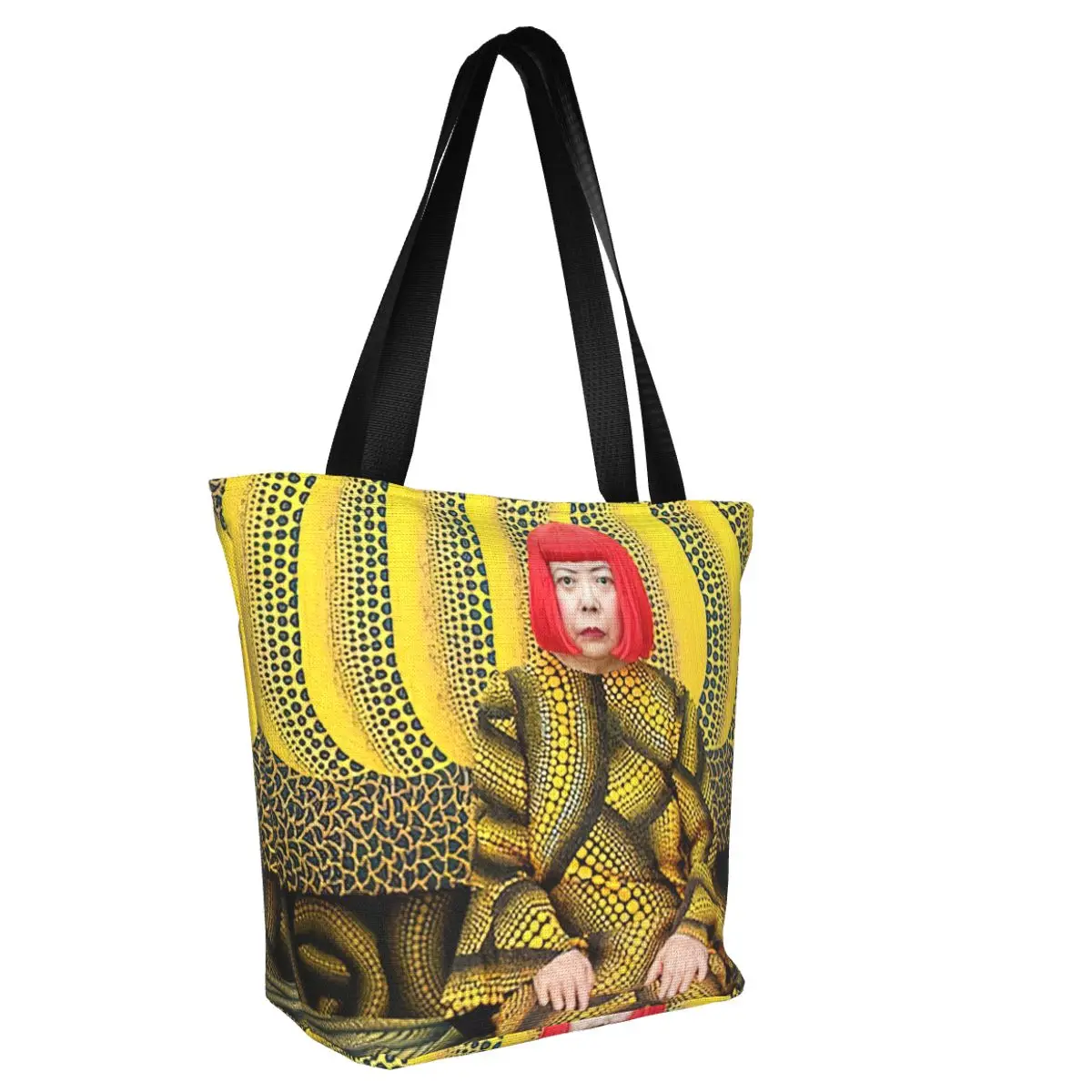 Custom Pumpkin Power Yayoi Kusama ผ้าใบช้อปปิ้งกระเป๋าผู้หญิงรีไซเคิลร้านขายของชํา Pop Art Shopper Tote กระเป๋า