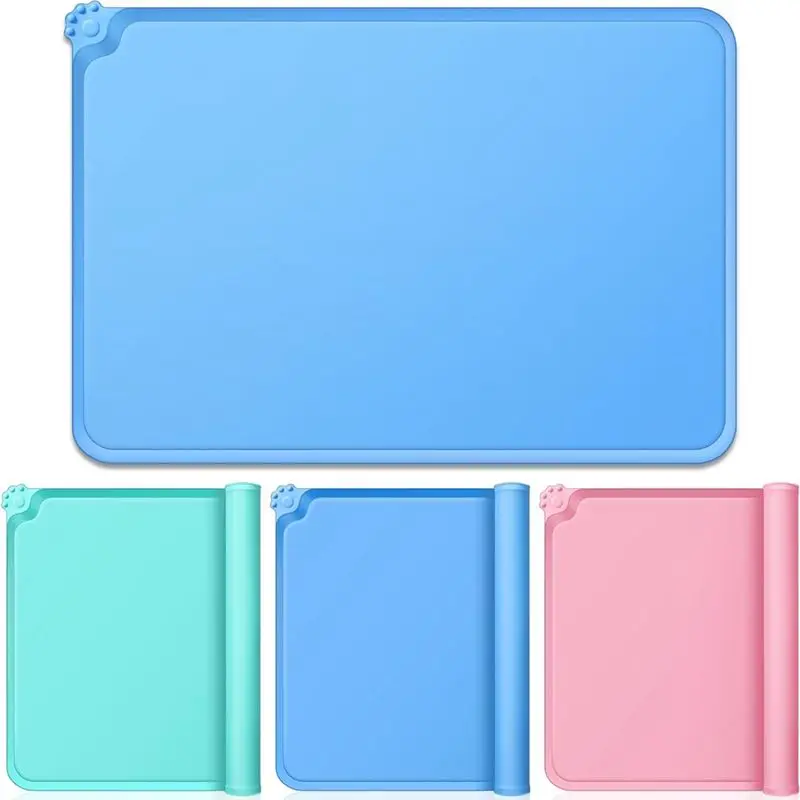 3-Pack Silicone Mats For Crafts, Resin, Anti-Slip Silicone Sheets, Raised Side Silicone Painting Mats, Desktop Cover Durable-Tvd