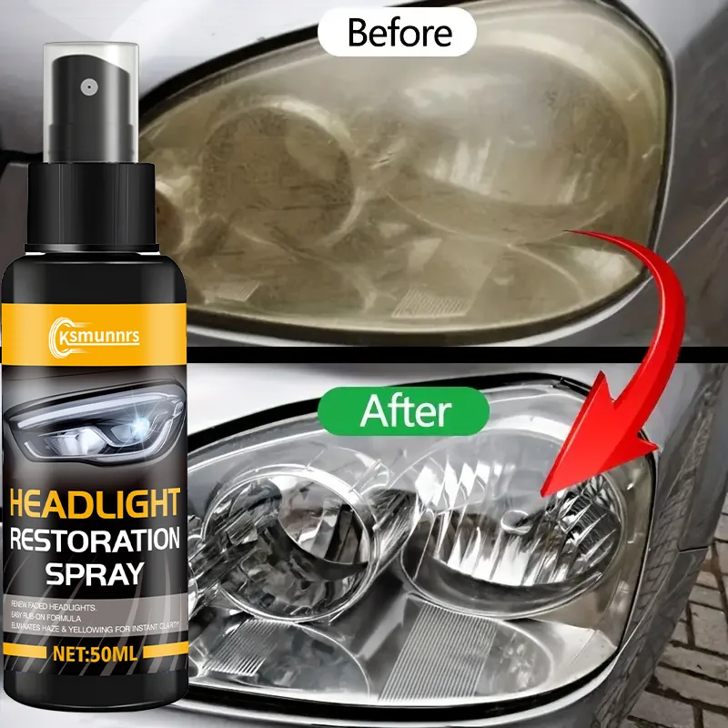 رذاذ ترميم المصباح: لا حاجة إلى صنفرة، يصلح العدسات الغائمة على الفور، ويعيد اللمعان مع طلاء واقي متين