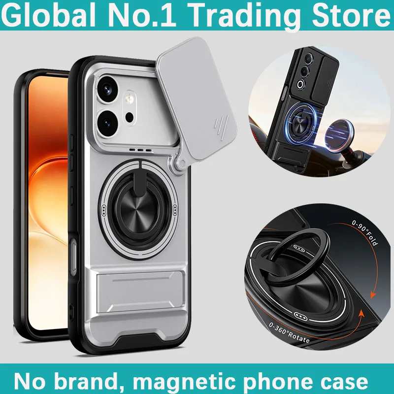 Pour Honor 600/Honor 600 Pro Coque rigide blindée 360 ° Coque de protection pour téléphone avec support magnétique rotatif
