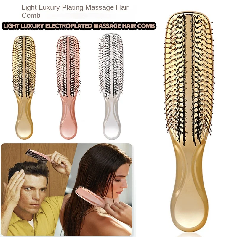 Deluxe Gold Electroplated Head Massage Grooming Head Anti-Static Soft Cleaning and Care Comb Portable Hair Skin Care Hair Brush