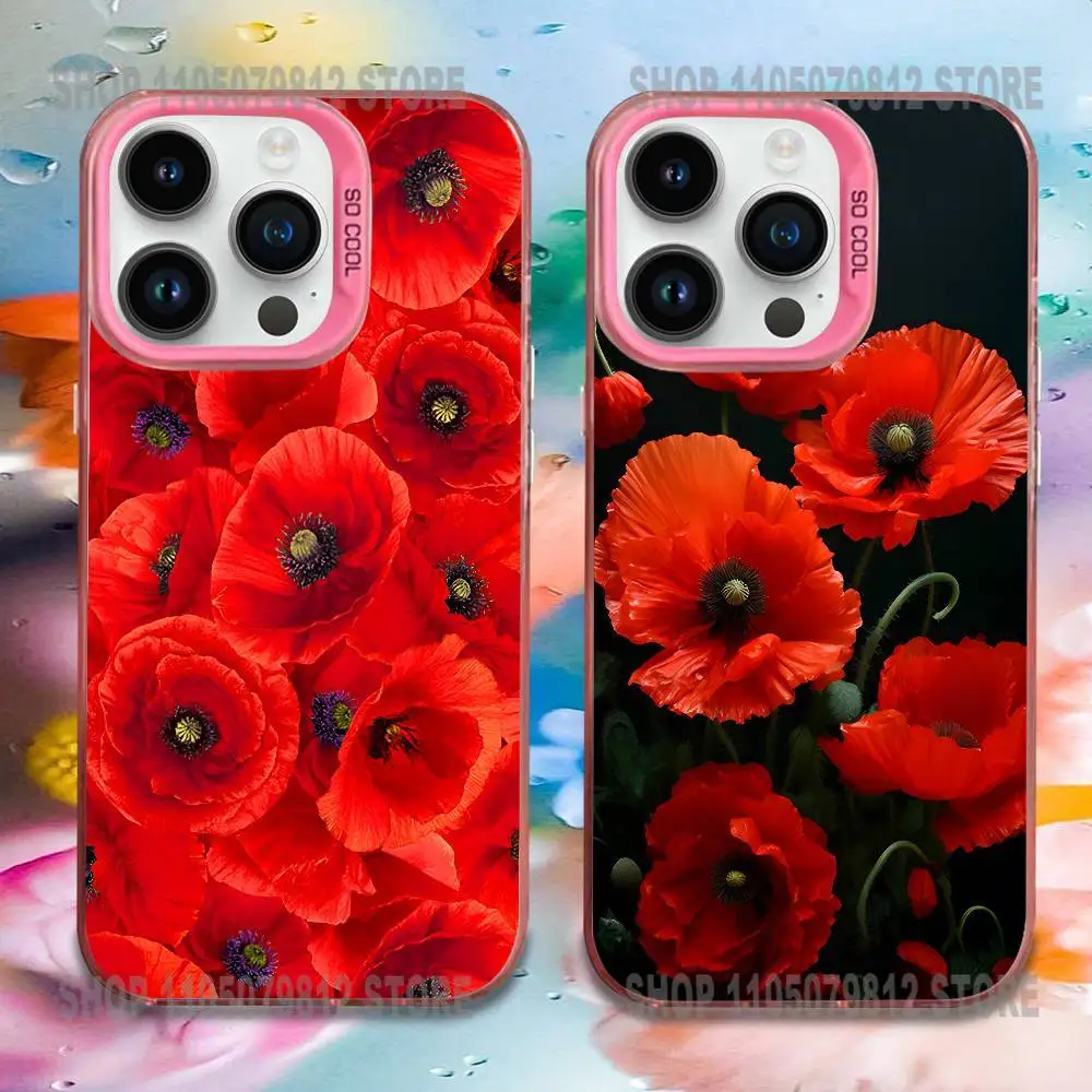 

Poppy Flower Bloom Hot Red Phone Case For iPhone 17,16,15,14,13,12,11,Mini,Pro,E,MAX Pink Candy Matte Shockproof Cover