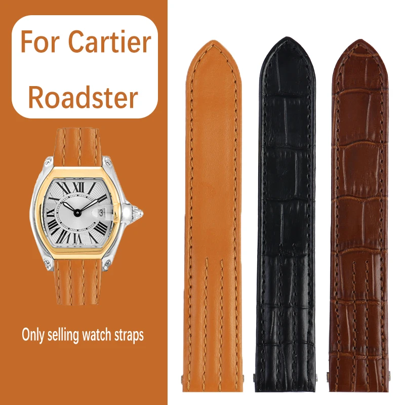 

19 20mm Quick release Leather Watch band For Cartier Roadster strap W6206017 Men Women Crocodile pattern Bracelet FOLDING CLASP