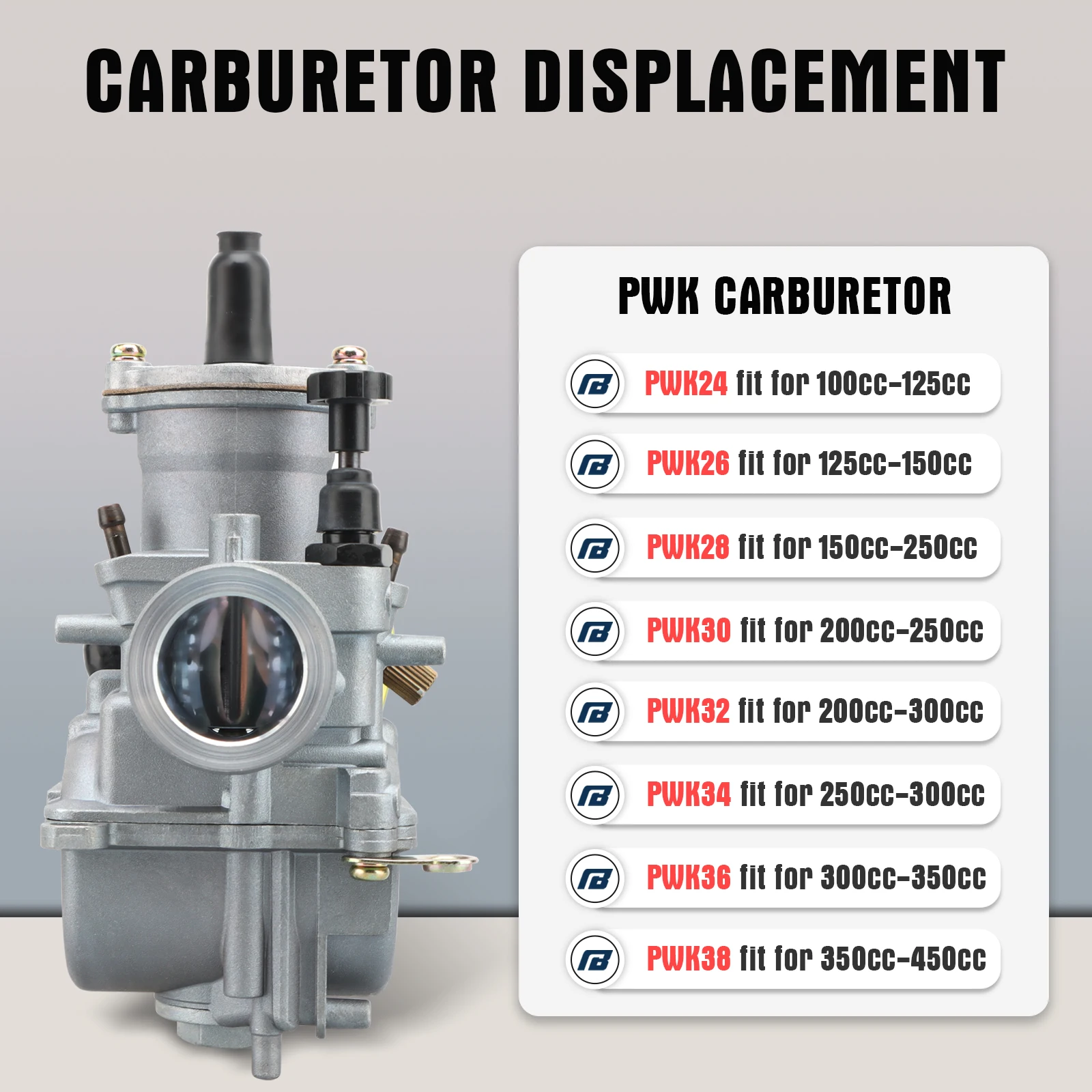 NIBBI 2T 4T PWK Carburetor PWK24/26/28/30/32/34/36/38/40mm Carburetor With Power Jet 125cc-600cc Yamaha Suzuki Racing Motorcycle