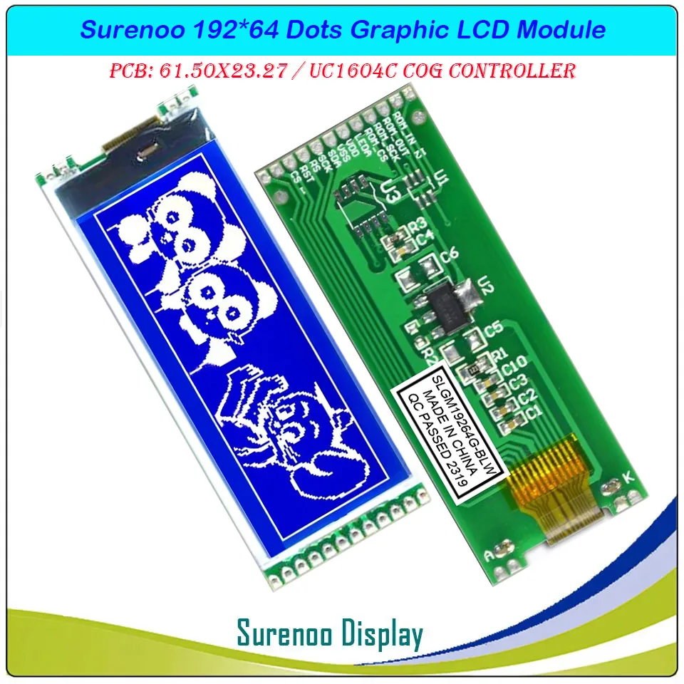 Imagem -03 - Tela de Exibição do Módulo de Matriz Gráfica Controlador Uc1604c Embutido Serial Spi Cog 19264 192x64 19 Display 3.3v