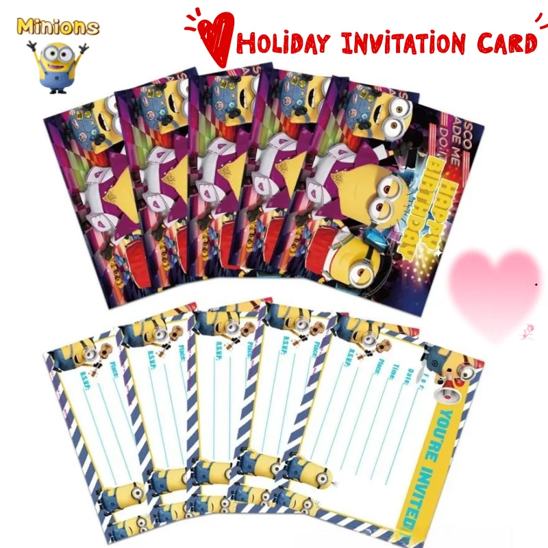 

New Minions HD Postcards Creative Personalized Greeting Cards for Boys and Girls Holiday Scene Party Cartoon Invitation Cards