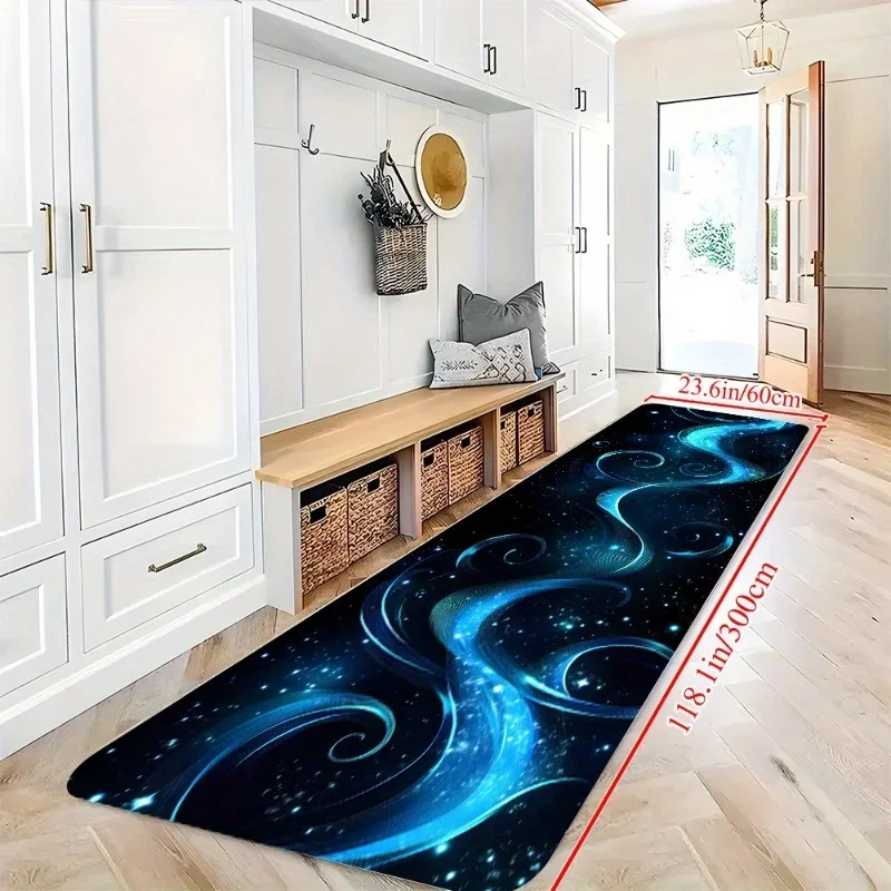 Open-1pc Textured Striped Pattern Long Carpet Series, Multi-color Background Indoor Entrance Rug, Bedroom Bedside Mat, Kitchen