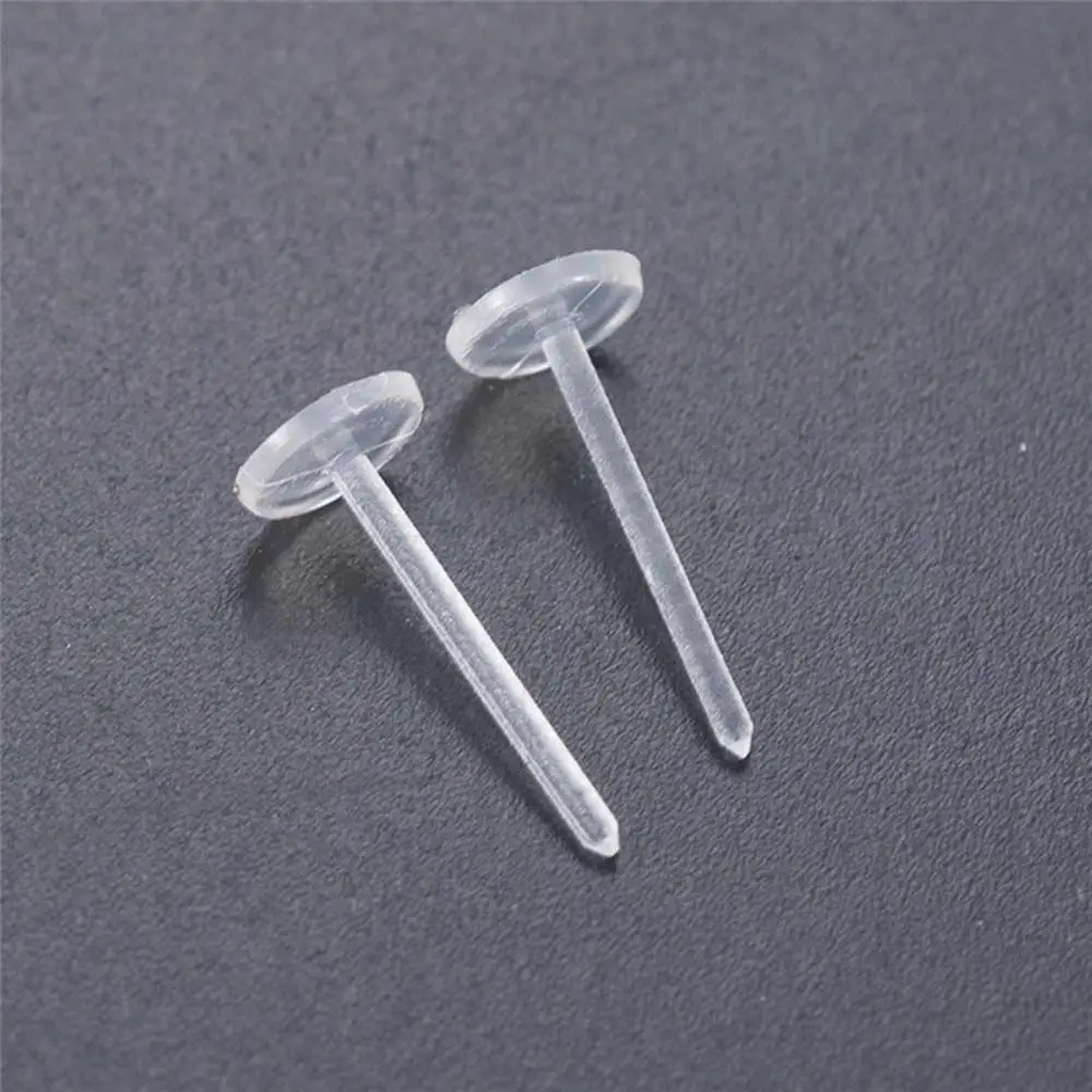 Invisible Ear Protect Transparent Replacement Jewelry Making Ear Post Plastic Stud Earring Ear Hole Blockage Pure Color