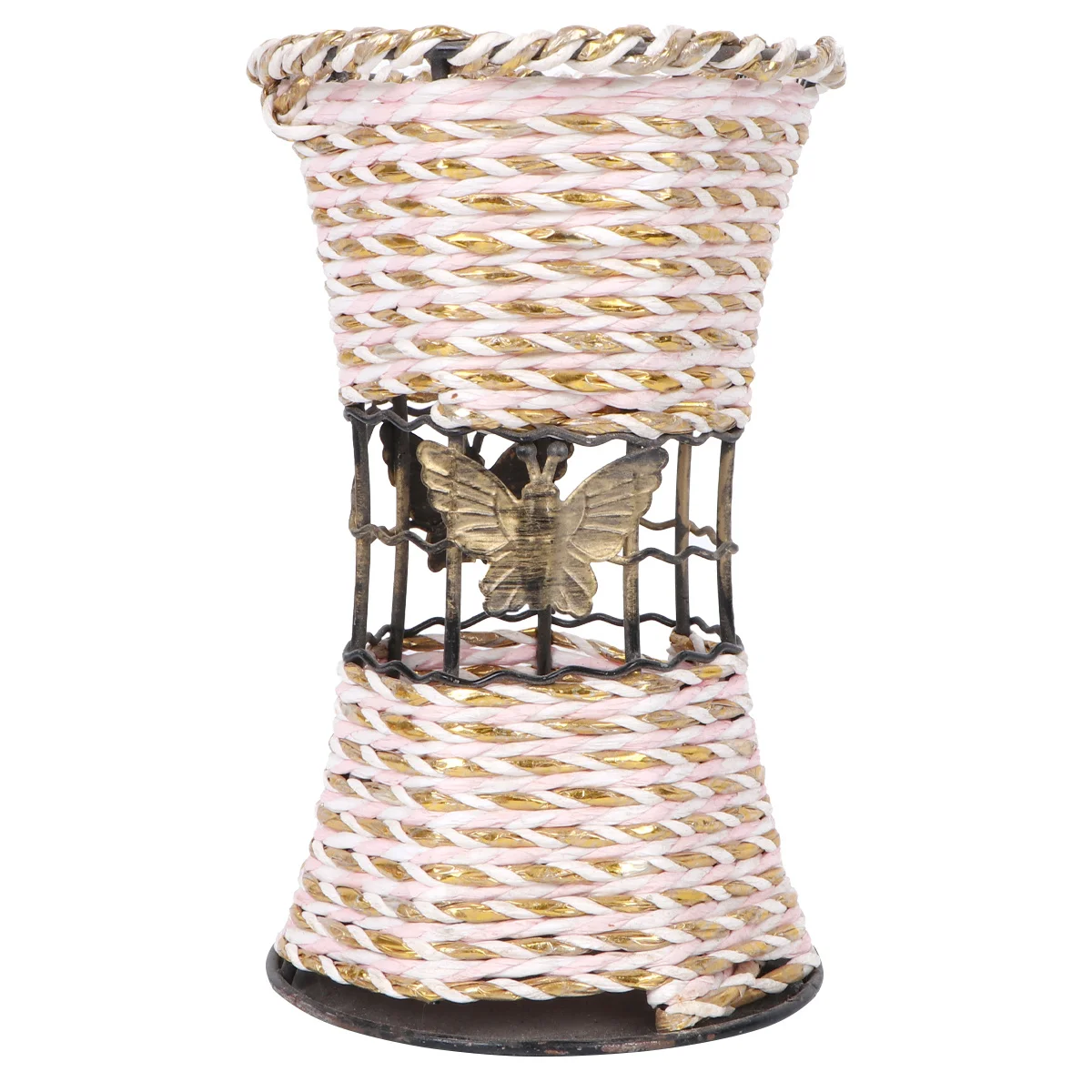 

Wrought Iron Vase Simulated Rattan Woven Flower Artificial Ratten Wedding Decor Fake