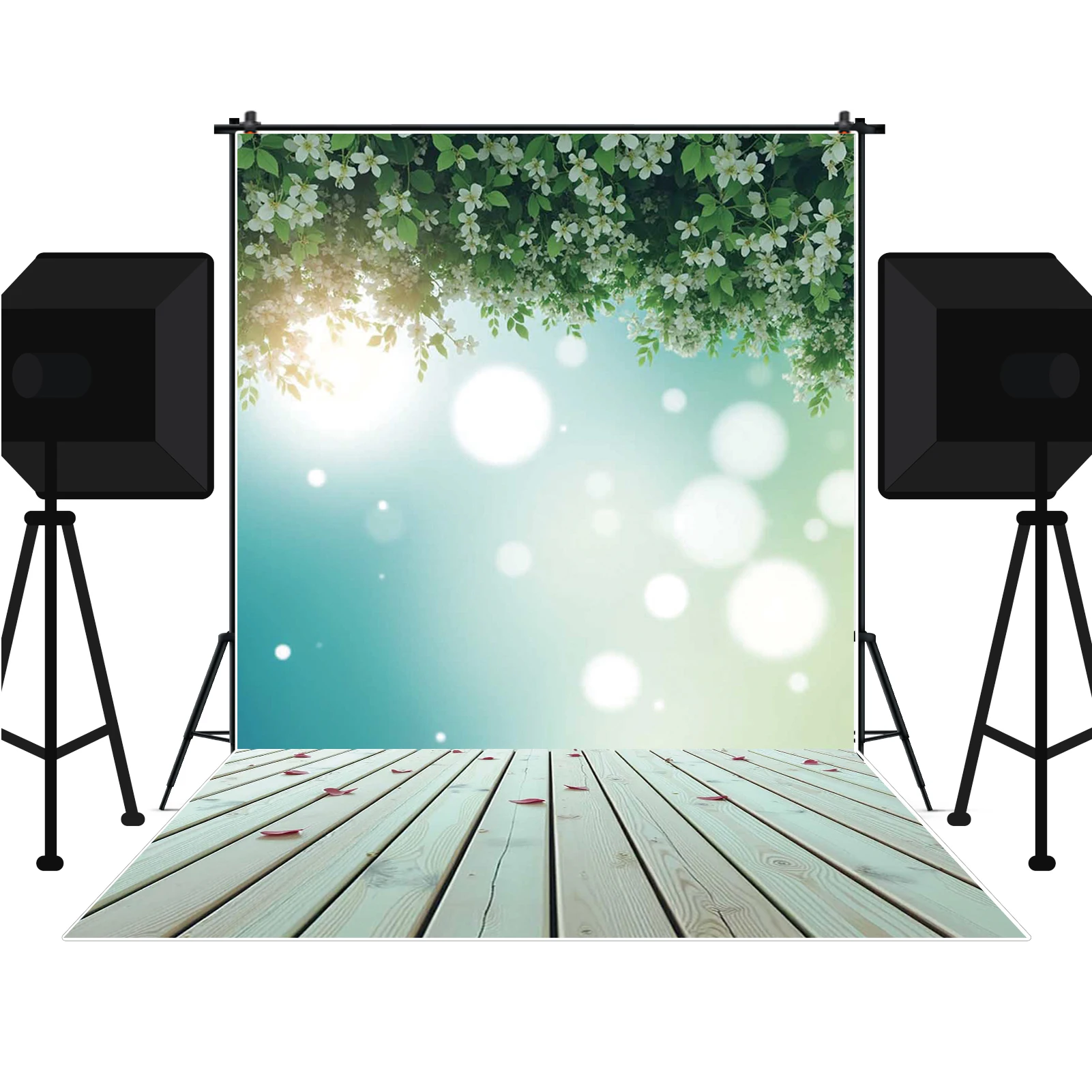 MOON.QG حديقة العشب الأزهار خلفية خشبية استحمام الطفل خلفية التصوير خلفية الذكرى إكسسوارات الحائط المنزلية