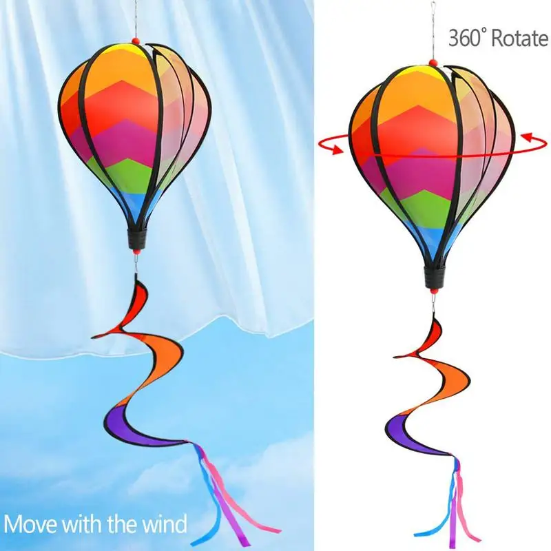 Hot Air Balloon Wind Spinner Rainbow Hang Wind Twister Garden Outdoor Decor Gift Festival Celebrate Hot Air Balloon Windmill