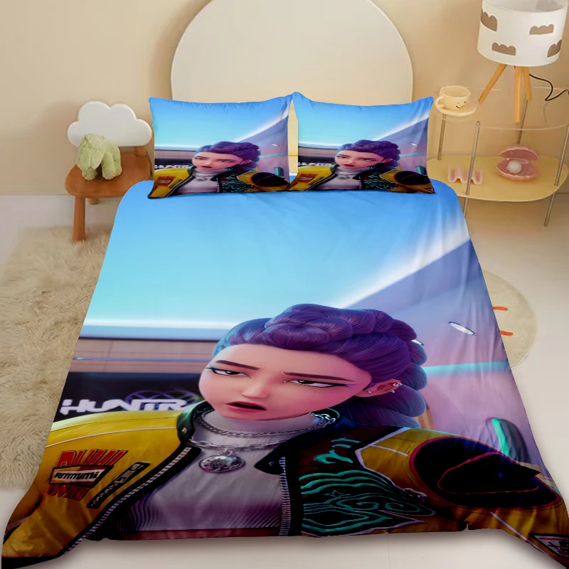 

3pcs K-pop Demon Hunters Duvet Cover Kids Bedding Set Quilt Cover Bedroom Dormitory Decor Children Holiday Gifts