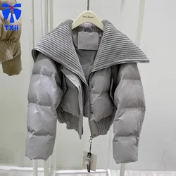 TXii Fashion 2024 New Down Jacket Women's Short High Waist Large Laps Fashionable High-end White Duck Down Winter Warm Jacket